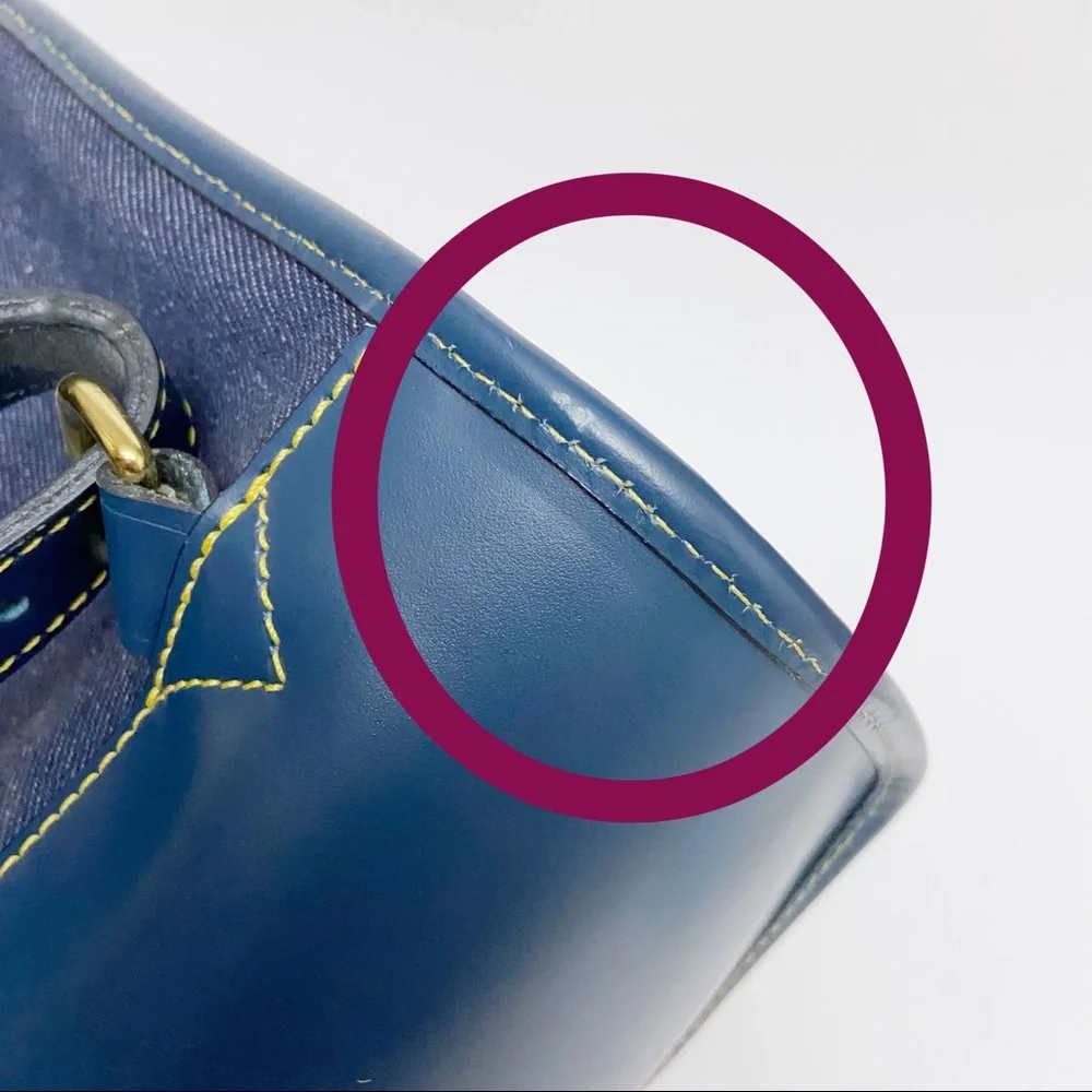 Vintage Dooney & Bourke Blue Denim Leather Backpack - Picture 9 of 11